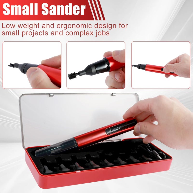 SOEWWEKLAX Reciprocating Sander,USB Quick Charging Electric Sanding Pen,Mini Pen Sander With 8pcs Sanding Head - Image 3